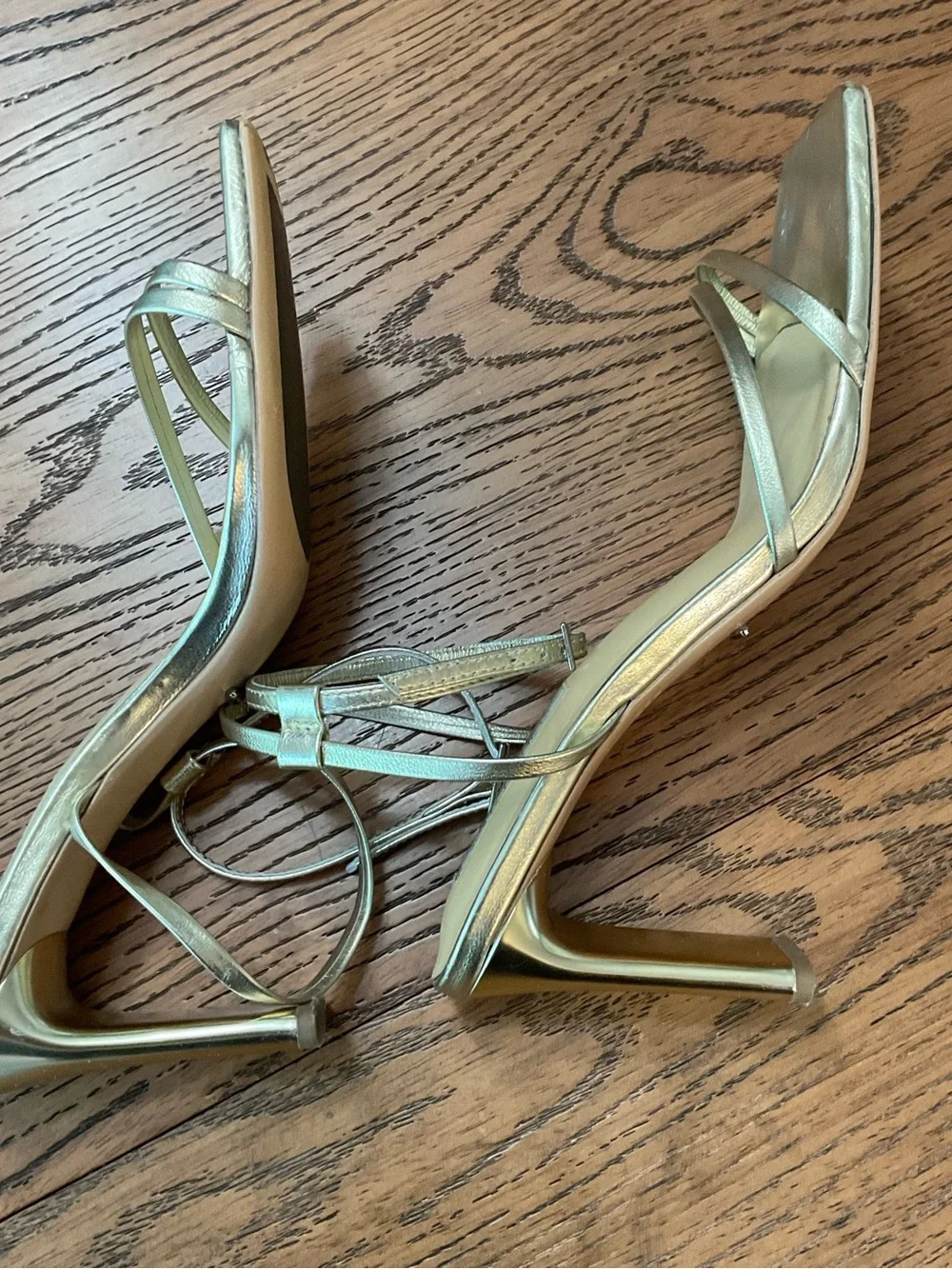 Tony Bianco -Corso Gold Nappa Metallic Strappy Ankle-Heel Sandal. Size 8